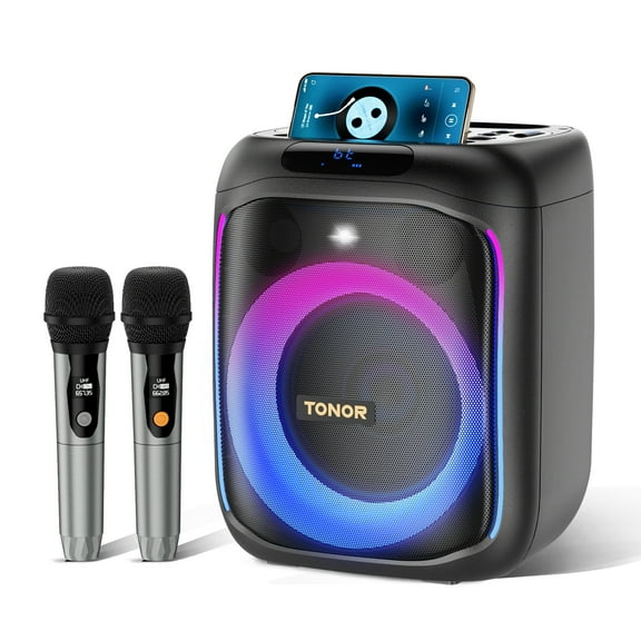 TONOR Karaoke Machine for Adults & Kids, Portable Singing PA Speaker with 2 Wireless Microphones K6