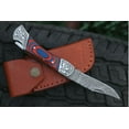 thumbnail image 6 of 7" Handmade Authentic Damascus Steel Back Lock Pocket Knife With Multi Color Dollar Sheet EDC Knife., 6 of 9