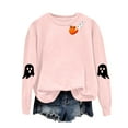 thumbnail image 5 of mgoYE Halloween Tee Shirts for Women Halloween Sweatshirts for Women Ghost Pumpkin Long Sleeve Shirt Graphic Tees Fall Pullover Tops(Pink,M), 5 of 5