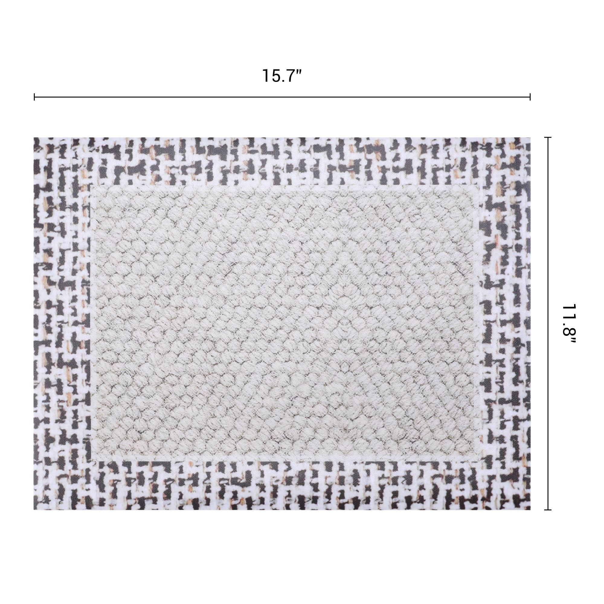 Unique Bargains 4pcs Faux Leather Heat Resistant Mats Black/Beige 15.7"x11.8"