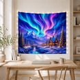 thumbnail image 5 of Northern Lights Over Snowy Mountains with a Cozy Cabin, Mystical Fantasy for Nature Lovers, Winter Landscape Art Christmas Gift Tapestry Wall Hanging for Bedroom and Living Room, 5 of 7