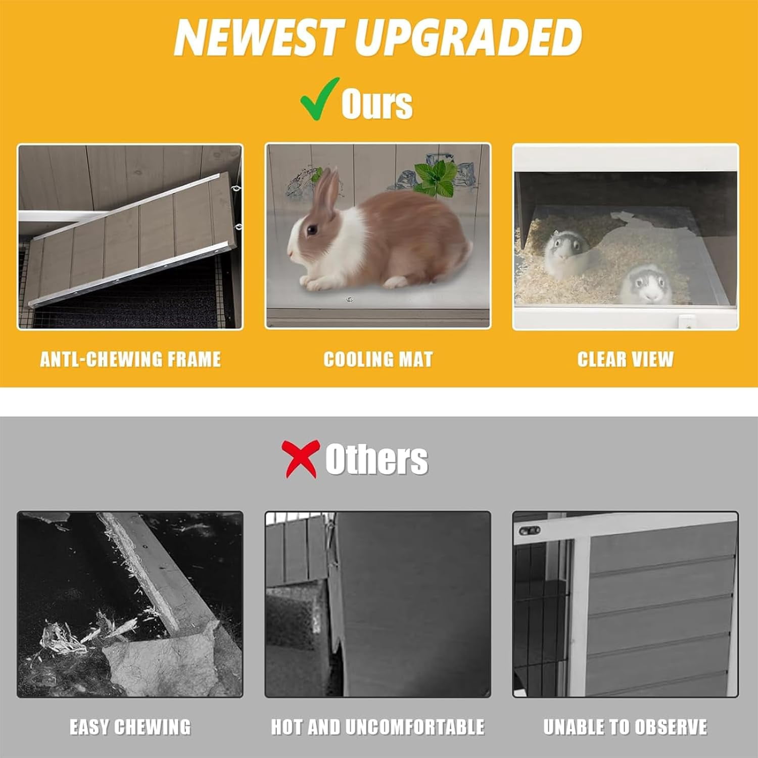 PETSCOSSET Guinea Pig Cage Indoor, Large Small Animal Cage on Wheels with Ramp & Hideout, Easy Clean Hamster Cage with Deep Pull-Out Tray for Rabbit, Hedgehog, Gerbil, Rat, Chinchilla