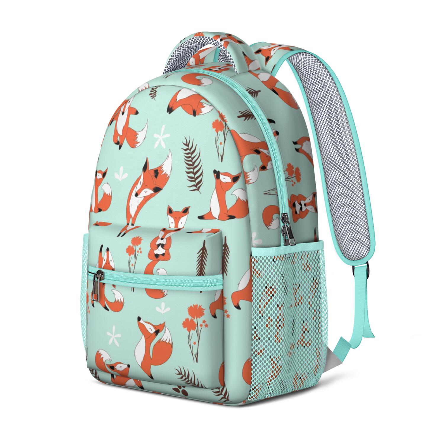 Forest Fox Artistic Print Waterproof Backpack - Ergonomic School Bag with Padded Straps for Teens