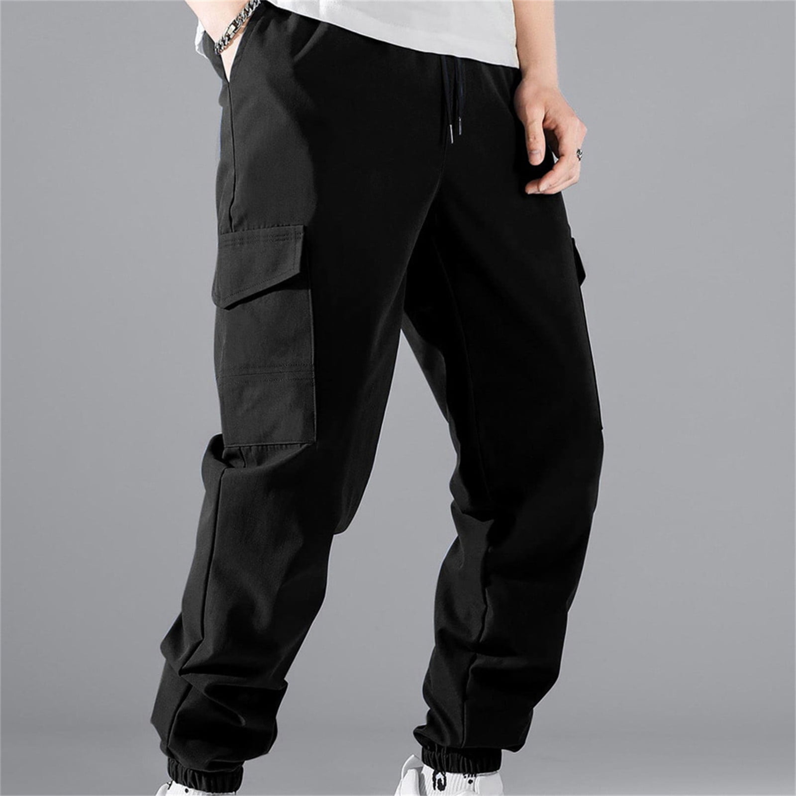 YLSDY Men's Cargo Elastic Ankle Pants with Pocket Comfy Full