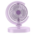 thumbnail image 2 of Ventilador de escritorio USB recargable, silencioso, pequeño, portátil, con luz, para el hogar, viajes, oficina, morado, 2 of 14