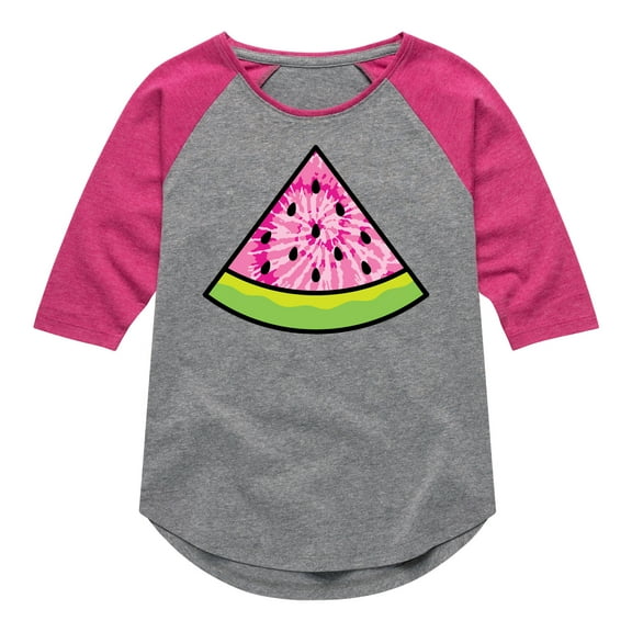 Instant Message - Tie Dye Watermelon - Toddler & Youth Girls Raglan Graphic T-Shirt