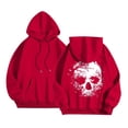 thumbnail image 5 of NinXxx Women's Print Pullover Hoodie Streetwear Drawstring Pouch Pocket Red M, 5 of 7