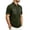 Army Green, variant on Textured Collar Shirts for Men Short Sleeve Button T-Shirt Business Casual Work Shirts with 2 Chest Pockets Navy