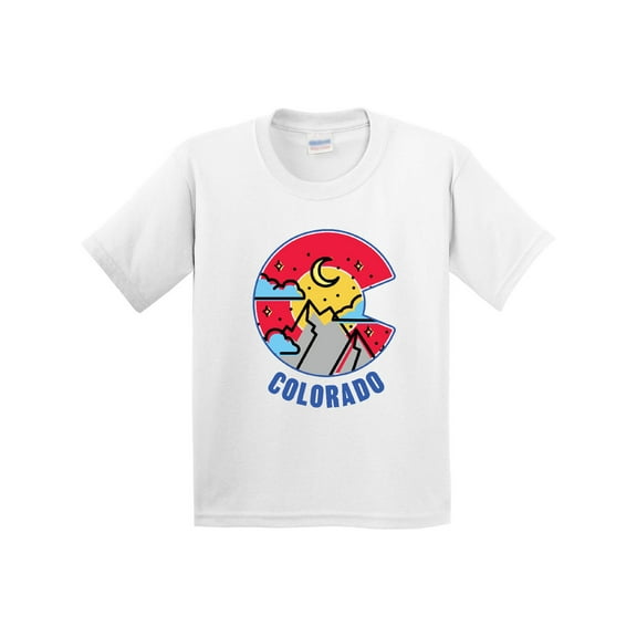 Inktastic Colorado Mountain Scene with Clouds and Moon Youth T-Shirt