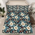 thumbnail image 2 of Homewish Chic Floral Flowers 4-Piece Full Size Sheets For Kids Teens Adults,Exotic Style Bed Sheets,Retro Vintage Lightweight Sheet Sets,Ultra Soft Home Decor, 2 of 7
