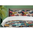 thumbnail image 2 of Ambesonne Cars Duvet Cover Set, Jumble Truck Car SUV Happy Art, King, Marigold Multicolor, 2 of 4