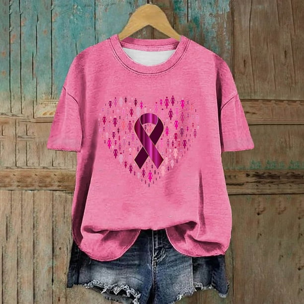 Fiudx Ofertas Relámpago Blusas Casuales de Moda para Mujer, Camiseta Estampada con Cuello Redondo, Camisetas de Manga Corta