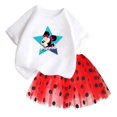 thumbnail image 3 of Conjunto de 2 piezas de camiseta y falda de algodón para niña, falda tutú de princesa de ballet esponjosa, traje de falda de encaje para fiesta de cumpleaños y boda, 3 of 5