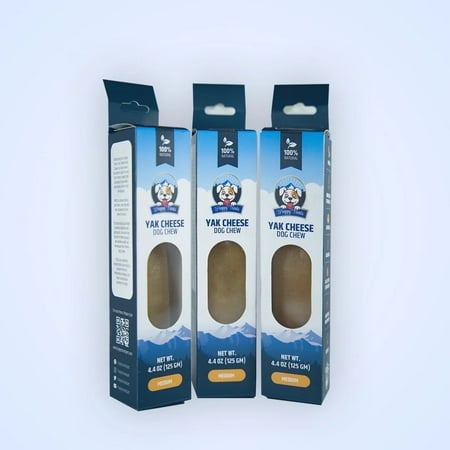 Happy Treats yak cheese dog chews, crafted from natural ingredients like yak and cow milk, are cherished by pet owners for their durability and minimal processing. (Large Bar)