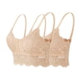 thumbnail image 1 of 2 piezas de sujetador de encaje con tirantes sólidos para mujer, ropa interior de poliéster con huecos, 1 of 1
