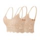 thumbnail image 1 of 2 piezas de sujetador de encaje con tirantes sólidos para mujer, ropa interior de poliéster con huecos, 1 of 1