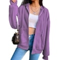 thumbnail image 1 of Chaqueta con capucha Zulema para mujer Moda Ligera Streetwear gran tamaño Púrpura, 1 of 8