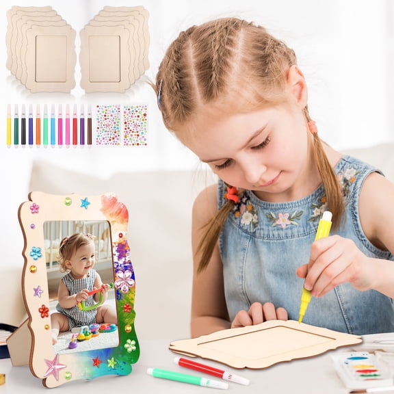 10Pcs DIY Wood Picture Frame Smooth Surface Unfinished Photo Frame for DIY Project School Craft Home Decoration