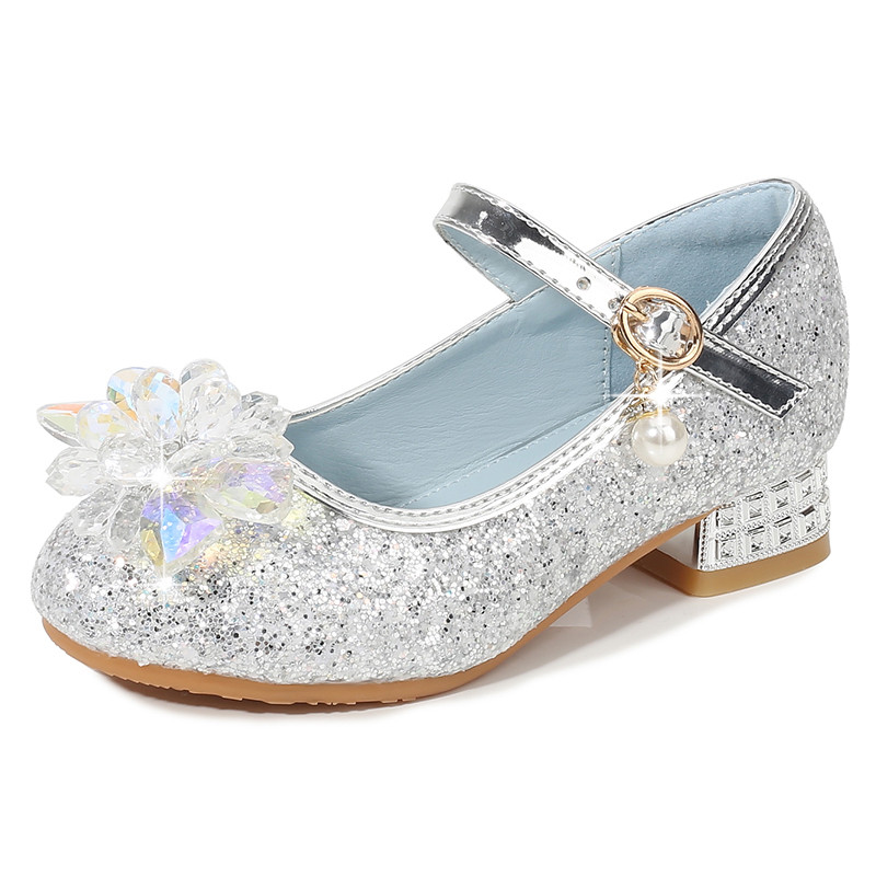 Youmylove Toddler Little Kid Girls Dress Pumps Glitter Sequins Princess Flower Low Heels Party Show Dance Shoes Rhinestone Sandals Children Casual Shoes - image 5 of 9