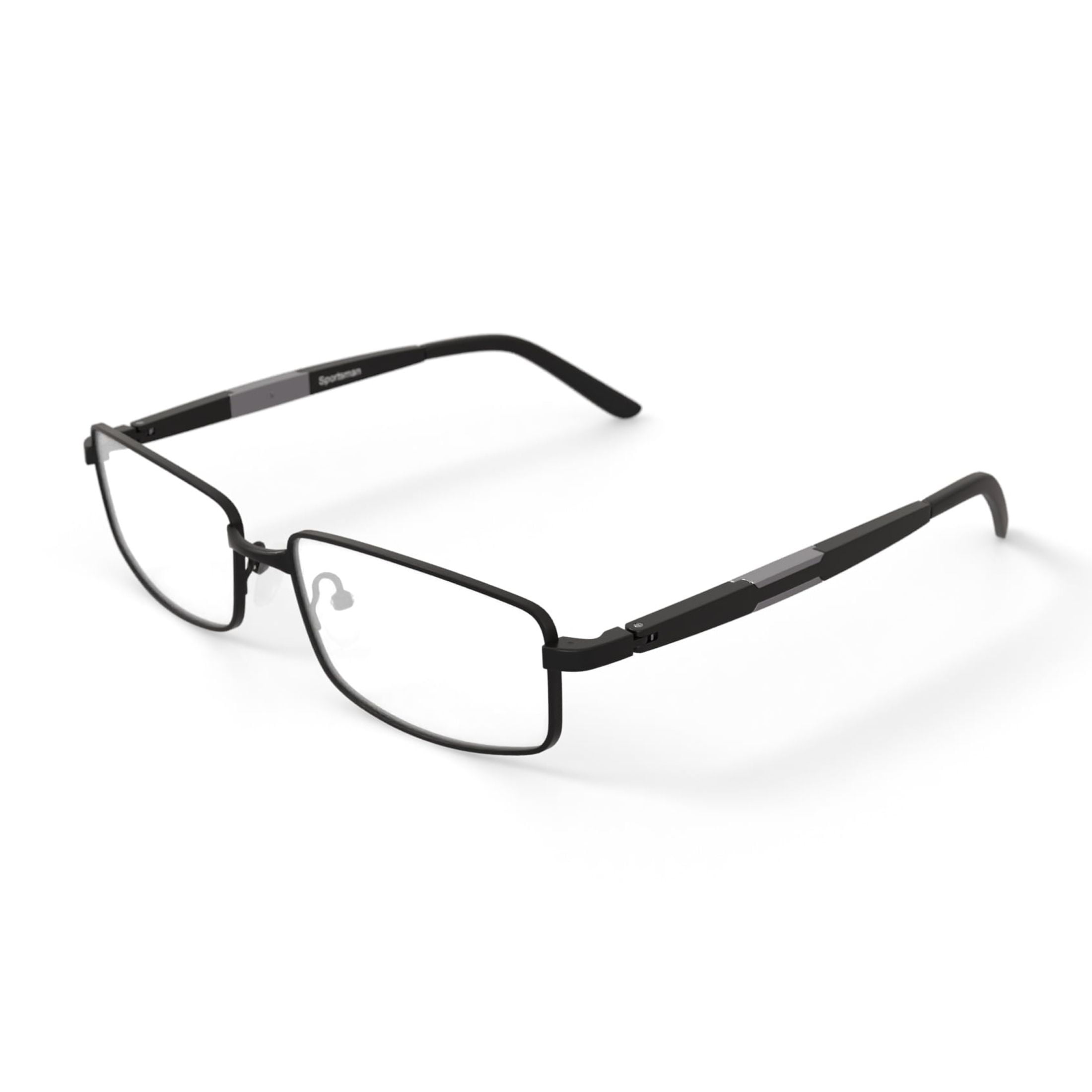 Octo 180 Men's Sportsman Rectangular Prescription Eyeglasses with Case, Black