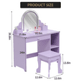 thumbnail image 7 of Roromall Vanity with Lighted Mirror & Stool, Little Girl Vanity with Adjustable LED Light, Storage Drawer & Shelves for Girls 3-9, 7 of 7