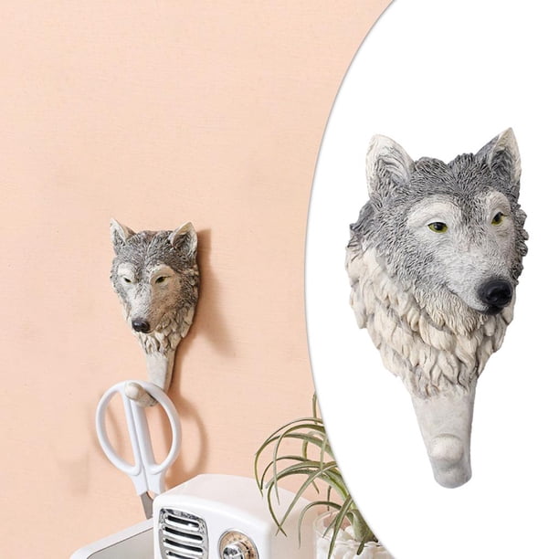 Gancho de Pared BLESIY 3D Cabeza de Ciervo Escultura de Resina Decoración para Hogar