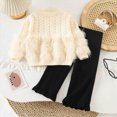 thumbnail image 2 of TOWED22 Toddler Girl Fall Winter Outfits Clothing Long Sleeve Crewneck Top and Joggers Pants Cute Print Clothing Set 2 Piece(White,7-8 Y), 2 of 9