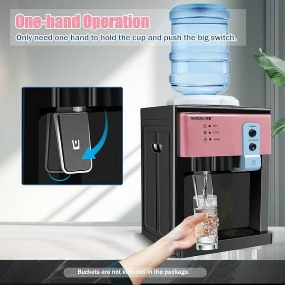 Mini Water Cooler Dispenser Countertop Top Loading Water Dispenser for 1 to 5 Gallon Bottles, Cold/Hot Water Dispenser of 3 Temperature Settings Hot Water, Normal Ice Water (46-59℉