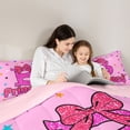 thumbnail image 4 of spefrowx Kawaii Princess Initial B Queen Comforter Set for Girls, Pink Sequin Print Ribbon Comforter Sets Queen, Pink Reversible, 3 Pieces, 1 Comforter and 2 Pillowcases, 4 of 6