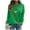 #0034-Green, variant on Women's St. Patrick's Day Lucky Clover Print Round Neck Raglan Long Sleeve Waffle Knit Top