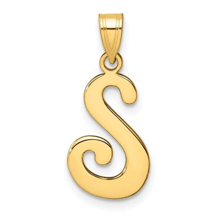 Diamond2Deal 14K Yellow Gold Script Letter S Initial Pendant
