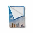 thumbnail image 2 of City Soft Flannel Fleece Throw Blanket, Panoramic View of Dubai Cityscape High Rise Buildings Traffic Roads, Cozy Plush for Indoor and Outdoor Use, 60" x 80", Blue Ivory Marigold, by Ambesonne, 2 of 6