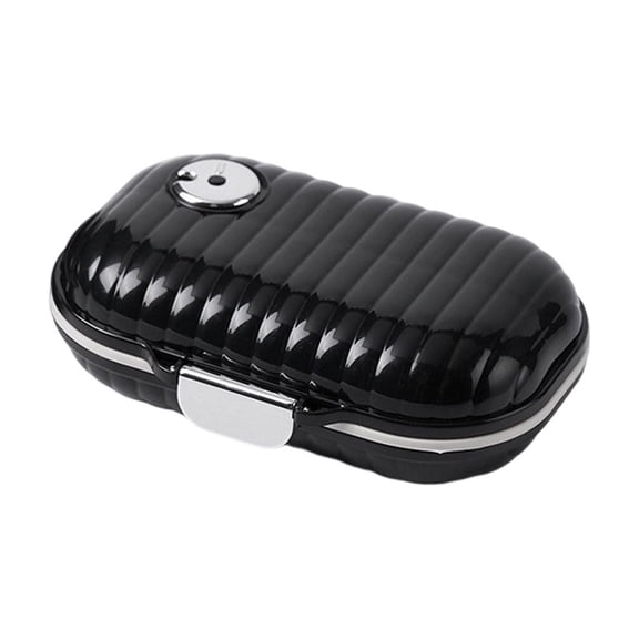 7-Compartment Pill Organizer, Personal Medicine Storage Box, Portable Vitamin Case with Rotating Date Tracker - Travel Medical Container for Daily Use(Black)