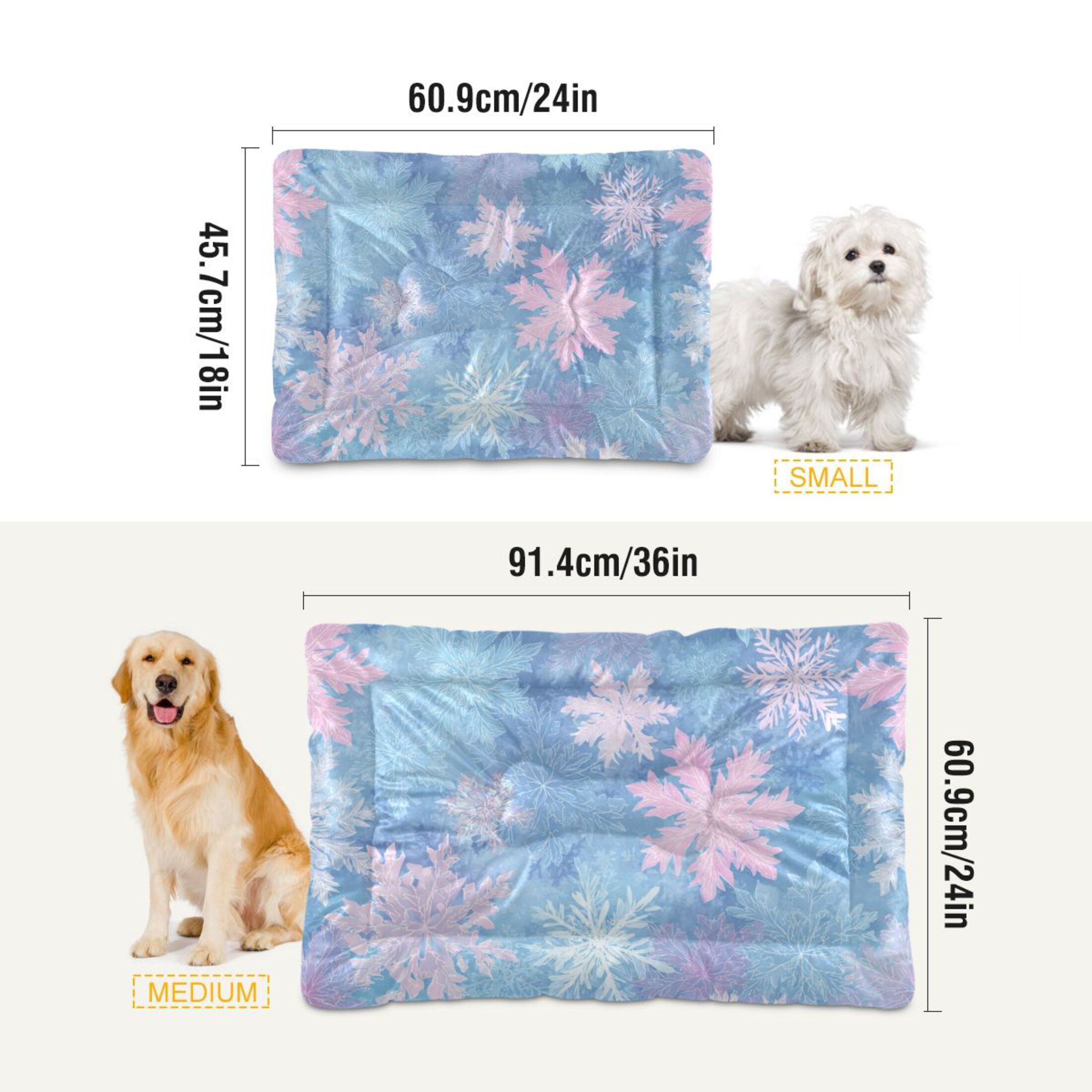 Cozy Mat Pet Bed Indoor Outdoor Warm Soft For Cat Dog Puppy(S/M) Pale Blue Snowflakes