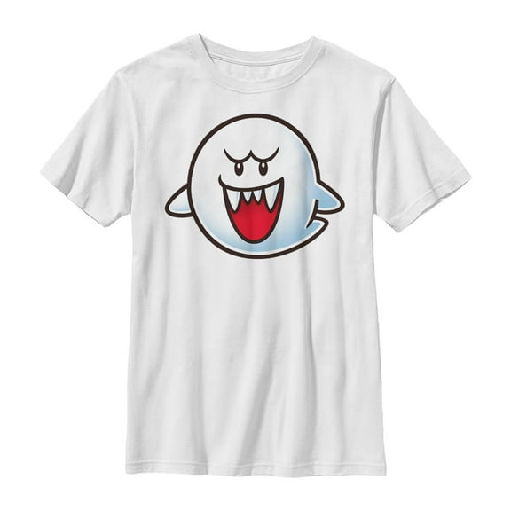 Boy's Nintendo Mario Boo Ghost Smile Graphic Tee White Small