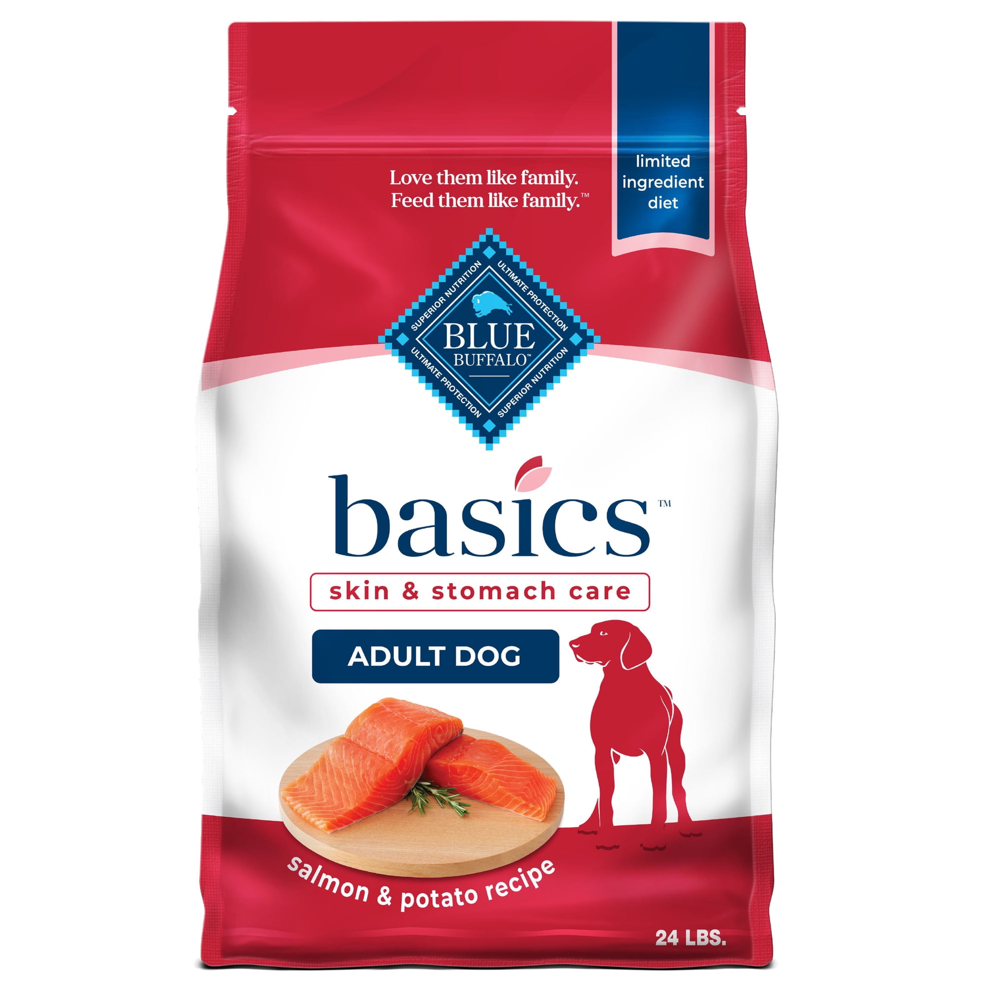 Blue Buffalo Basics Adult Dry Dog Food, Salmon, Chicken Free, 24lbs Bag