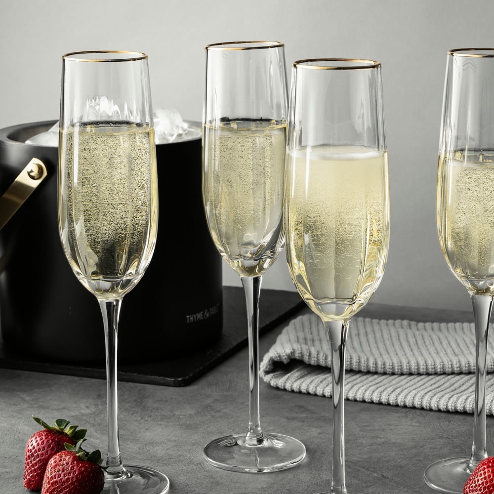 (2 pack) Thyme & Table 4-Pack Scalloped Champagne Flute Glass Set
