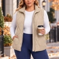thumbnail image 5 of Cmfcve Womens Plus Size Quilted Vest Stand Collar Sleeveless Puffer Jacket Full Zip Fall Winter Casual Layering Outerwear, 5 of 7