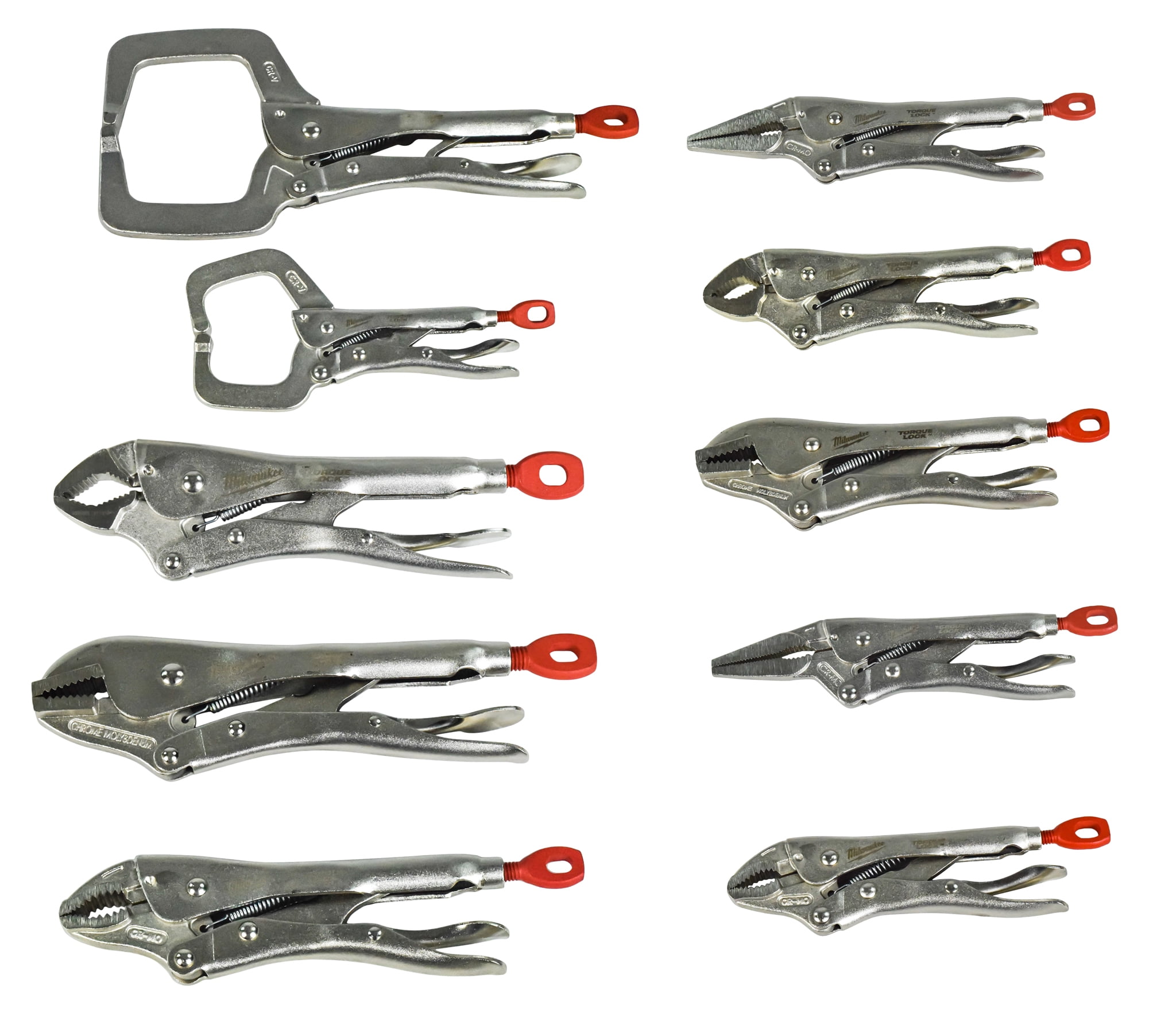 MILWAUKEE 10-Piece TORQUE LOCK Pliers Kit – Hardened Jaws, Forged Alloy Steel, Anti-Pinch Handles (48-22-3690)