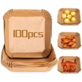 thumbnail image 3 of Yuarrent Bandejas de cocina Airfryer de 100 Uds., revestimientos de papel de un solo uso, accesorios de cocina cuadrados, restaurante doméstico, horneado Herramientas y accesorios para hornear Blanco Yuarrent HA067782-02, 3 of 6
