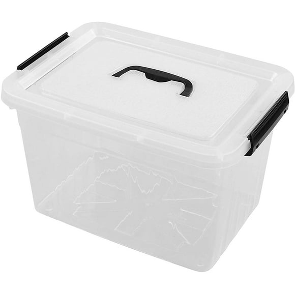 shiyou-HOMMP 10 Liter Plastic Clear Storage Bin, Large Latching Box With Lid, 1-Pack, F