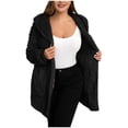 thumbnail image 5 of Lovskoo Winter Coats for Women Solid Fuzzy Fleece Coats Long Sleeve Hoddede Pockets Fleece Jacket Casual Trendy Outerwear Black, 5 of 9
