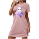 thumbnail image 2 of Camisón corto de talla grande para mujer, camisón de manga corta con estampado de pecho a la moda, camisón para mujer, 2 of 5