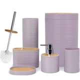 CERBIOR 6 Pcs Bamboo Bathroom Accessories Sets Irregular Stripe Design ...