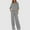 Gray, variant on Hueook Womens Sets 2 Piece Outfits Women's Casual Loose Solid Color Short-sleeved Trousers Suit Blue 2X