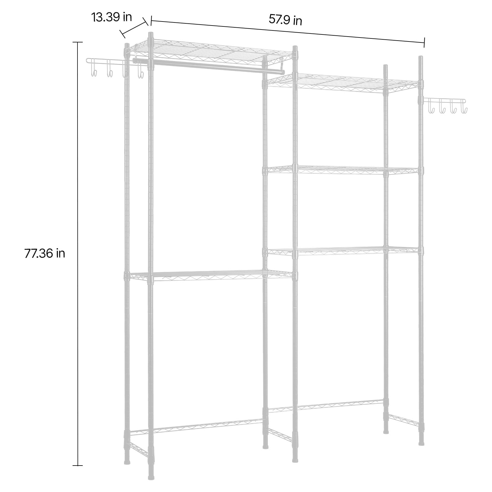 KFFKFF Over Washer and Dryer Storage Racks, 57.9" Clothes Drying Rack with Adjustable Shelves & Hanging Rod, Ideal for Space-Saving Storage and Organization, White