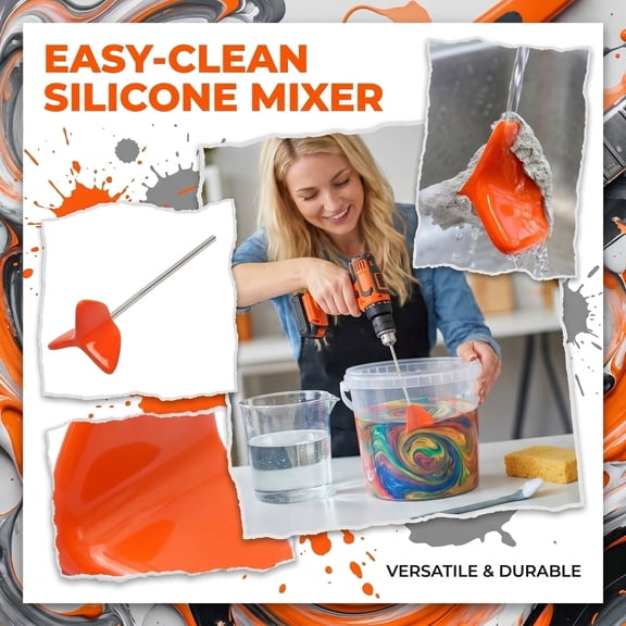 Easy-Clean Silicone Drill Mixer with Heat-Resistant Non-Stick Whisk and Ergonomic Handle, Kitchen Stirrer for Baking, Cooking, and Holiday Easter Gifts, A