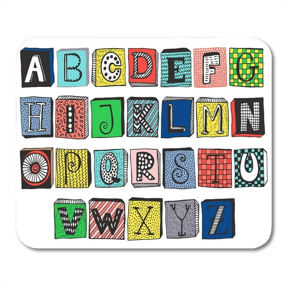 POGLIP ABC Fancy Alphabet on Blocks Funny Doodle Letters Mousepad Mouse Pad Mouse Mat 9x10 inch