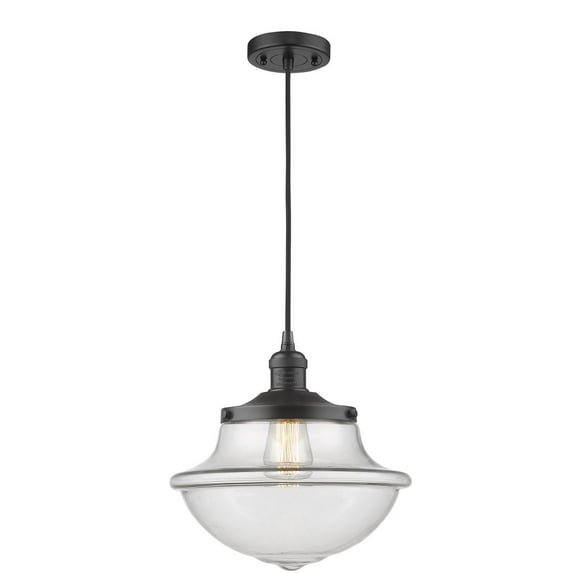 Innovations 1-LT LED Oxford School House 12" Pendant - Matte Black - 201C-BK-G542CL-LED