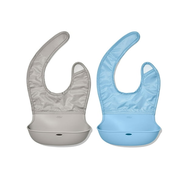 Babero enrollable OXO Tot pack de 2 con bolsillo de silicona